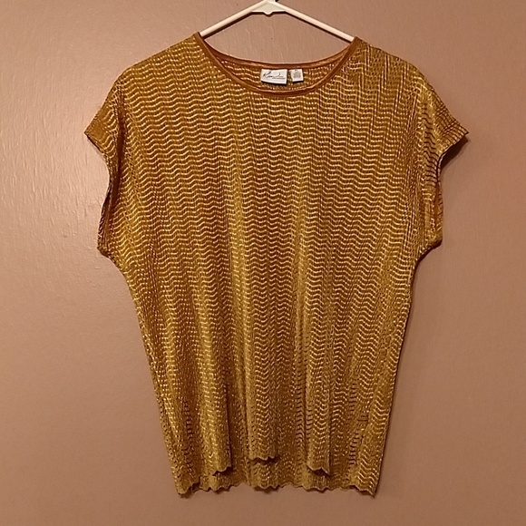 Kim Rogers Petite Large (PL) Gold Toned Top. - Picture 1 of 3